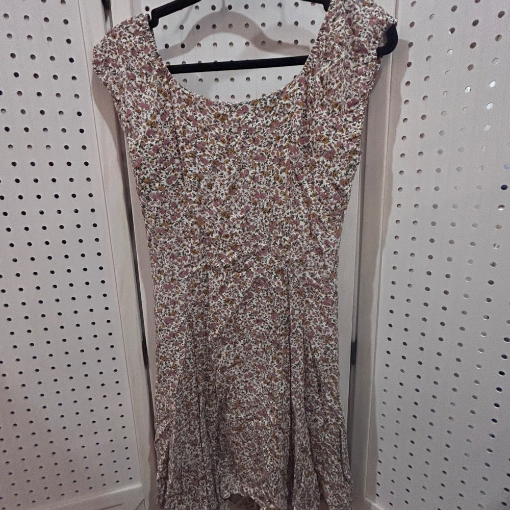 Rolla's Floral Print Square Neck Button Front Mini Dress XS White Pink Deadstock - Picture 8 of 8